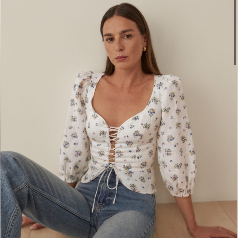Reformation Barrett Linen Top